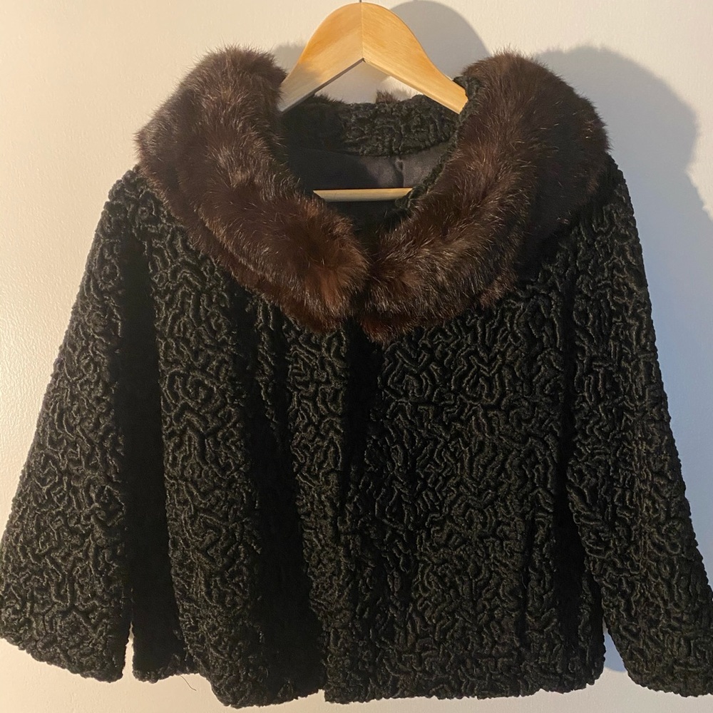 Vintage curly lambs wool evening coat